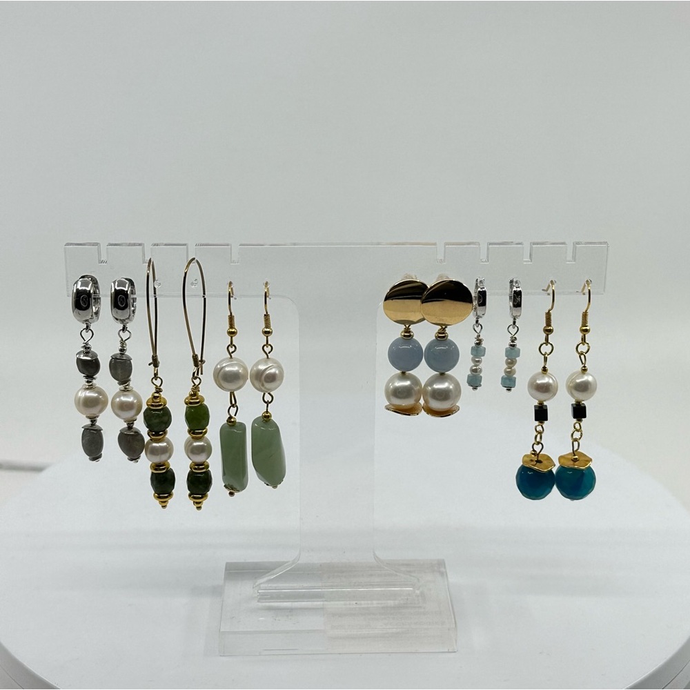 New Handmade Natural Pearls and Gems Earrings Assortment